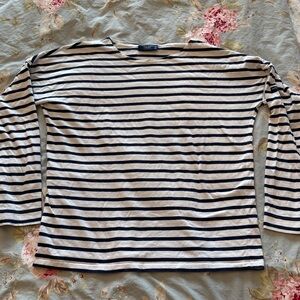 Saint James L'Atelier Women's  Navy and White L'Atelier Top Size Small EUC